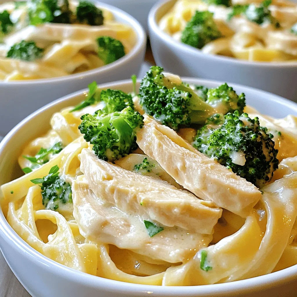 Chicken Alfredo mit Broccoli Schmackhafte Mahlzeit