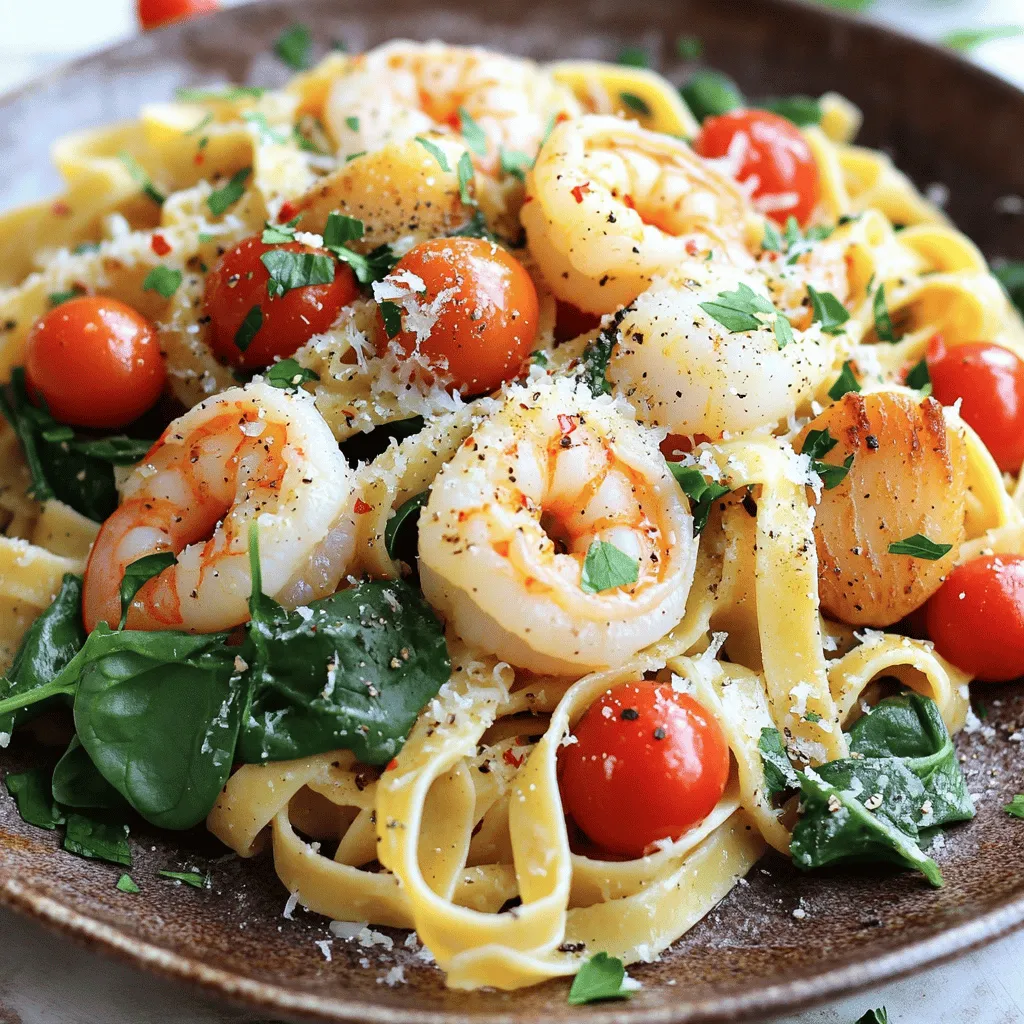 Leckere Garnelen Jakobsmuscheln Pasta schnell zubereiten