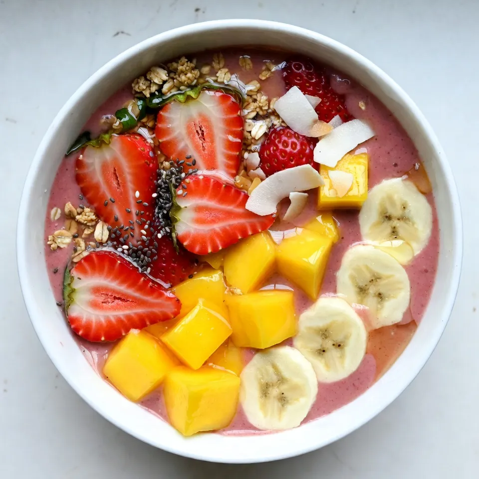 Strawberry Mango Smoothie Bowl Frisch und Nahrhaft