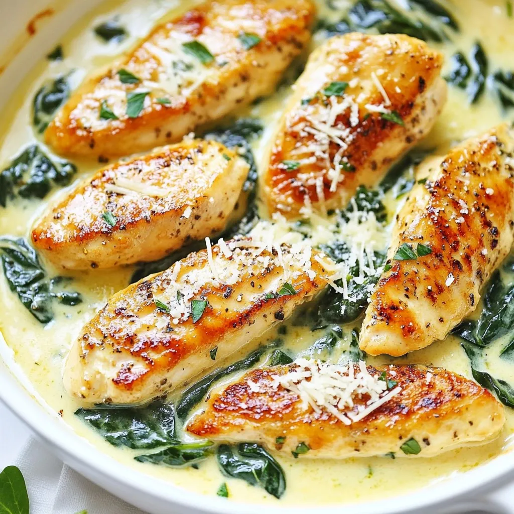 Cremige Hähnchen- und Spinatpfanne einfach zubereiten