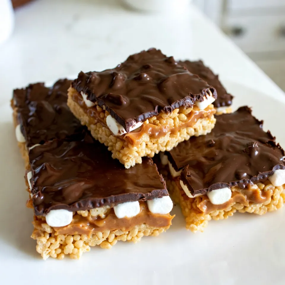Schokoladige Erdnussbutter Rice Krispie Riegel