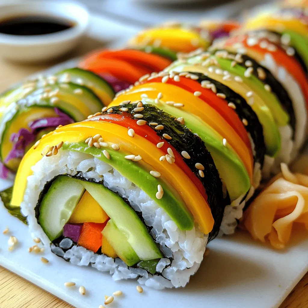 Rainbow Veggie Sushi Rolls Einfach und Bunt Zubereiten