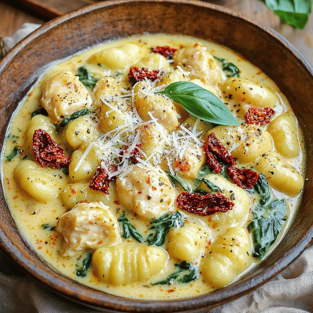 Cremige Gnocchi mit getrockneten Tomaten und Hähnchen