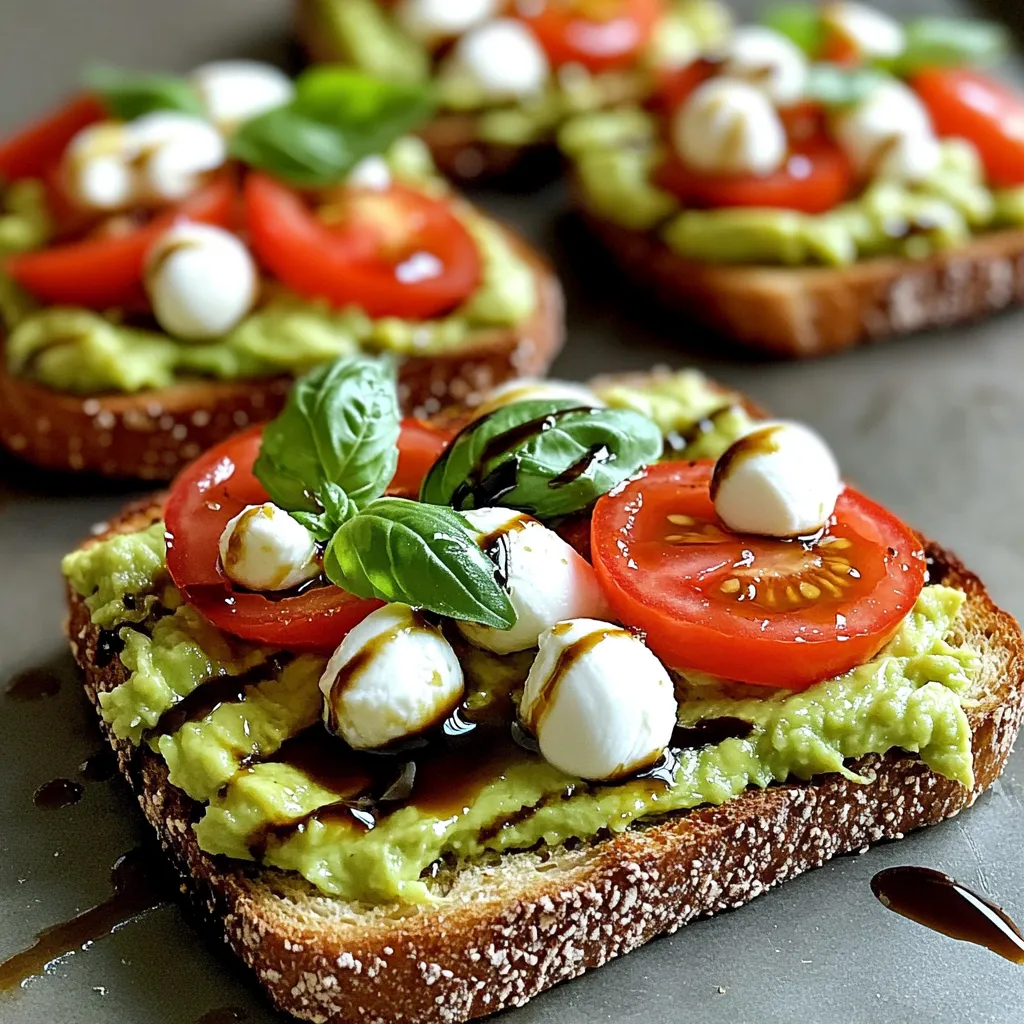 Minute Caprese Avocado Toast mit frischen Zutaten