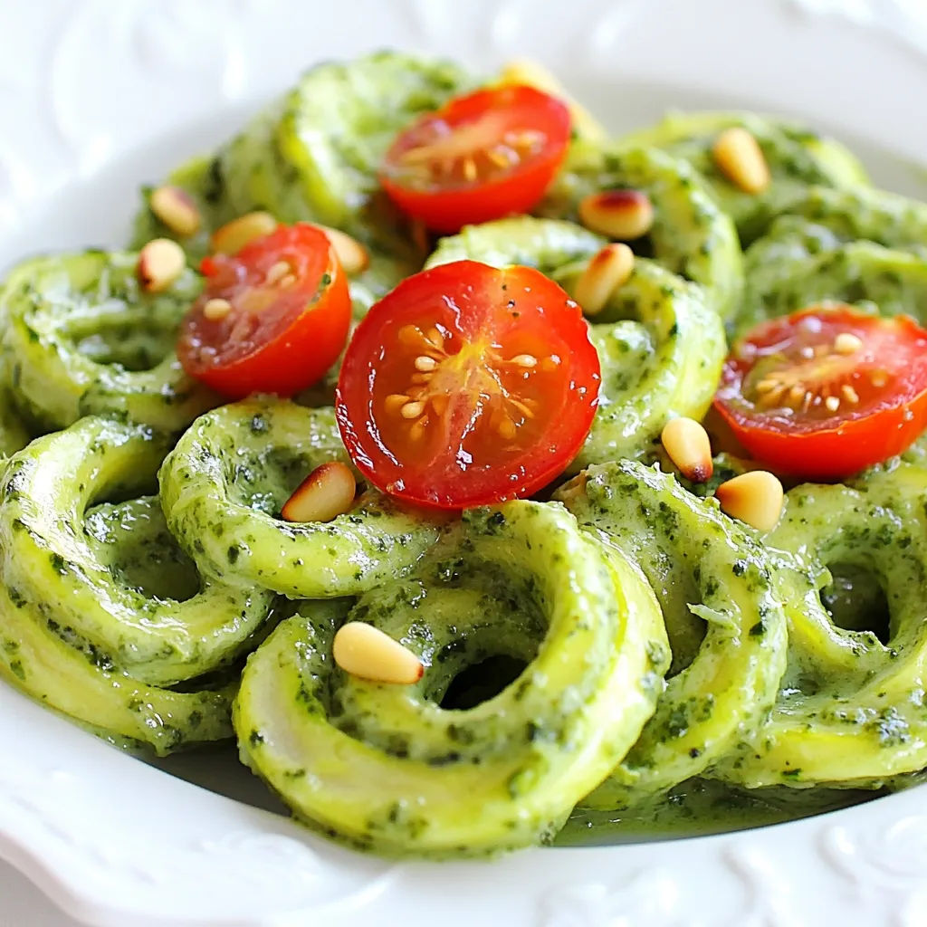 Cremige Pesto Zucchini-Nudeln Einfaches Rezept