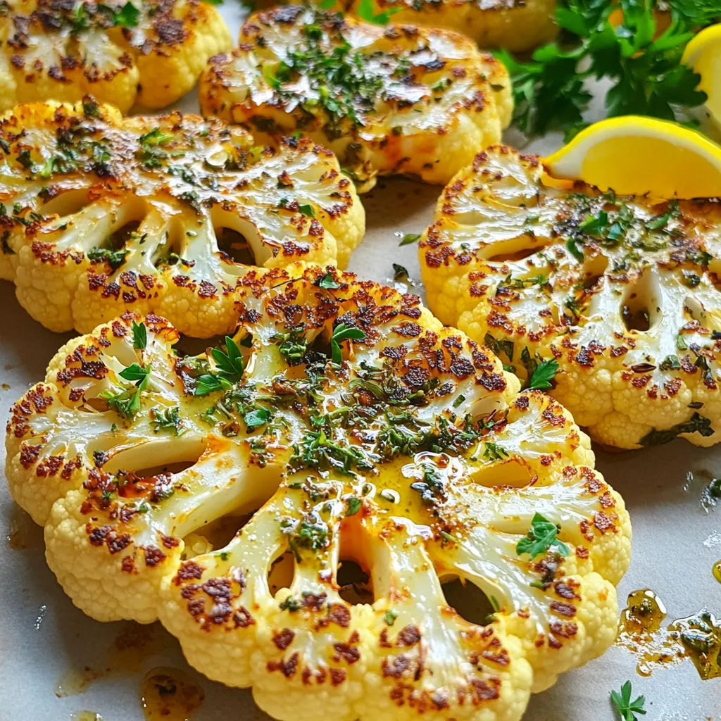 Knoblauch Kräuter geröstete Blumenkohlsteaks Rezept