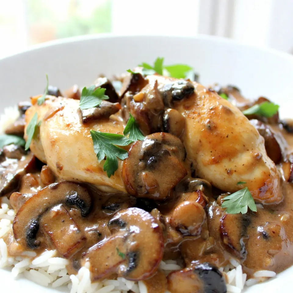 Creamy Garlic Mushroom Chicken Schnelles und Einfaches Gericht