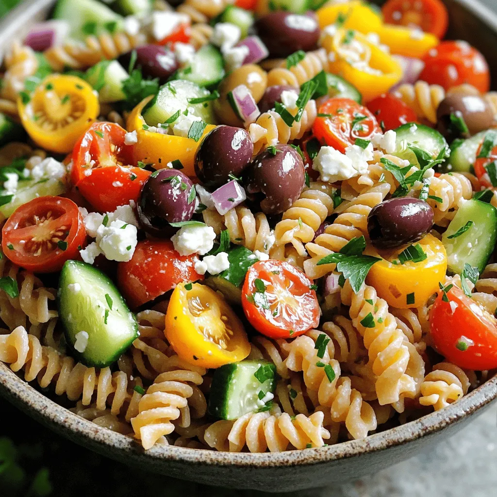Klassischer griechischer Pasta-Salat Frisch und Köstlich