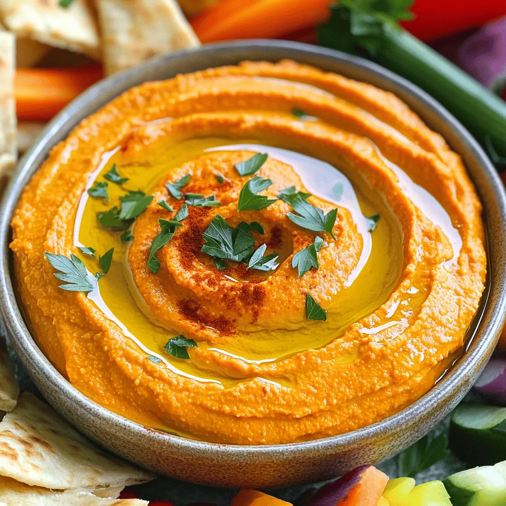 Vegan Roasted Red Pepper Hummus köstlich und cremig