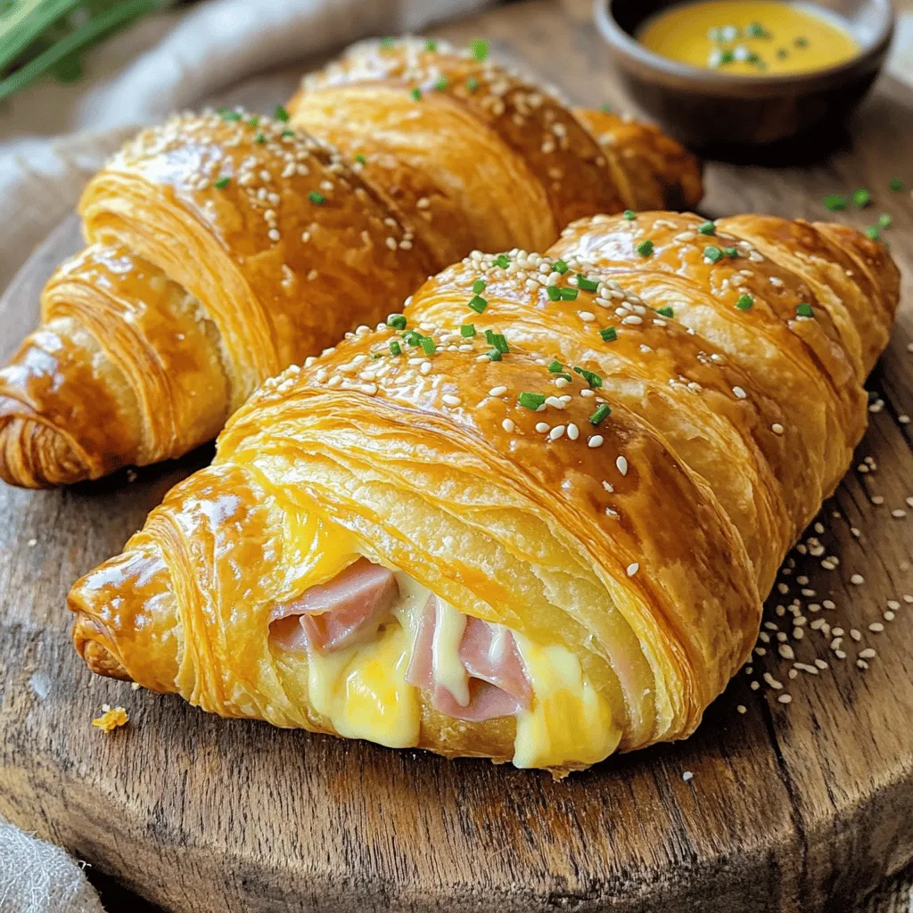 Baked Ham and Cheese Croissants Lecker und Einfach