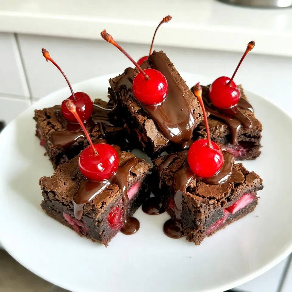 Schokoladenüberzogene Kirsch-Brownies Verführerisch Lecker