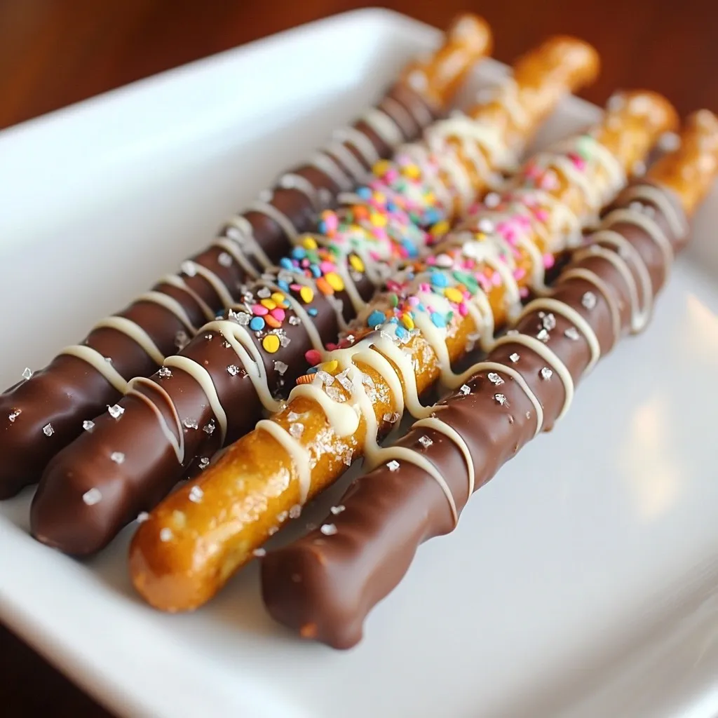 Schokoladenüberzogene Brezelstangen einfach zubereiten