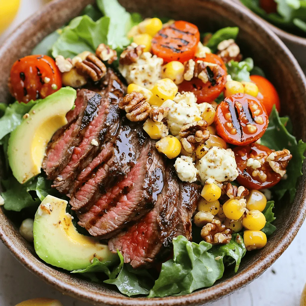 Balsamic Steak Gorgonzola Salad mit Gegrilltem Mais