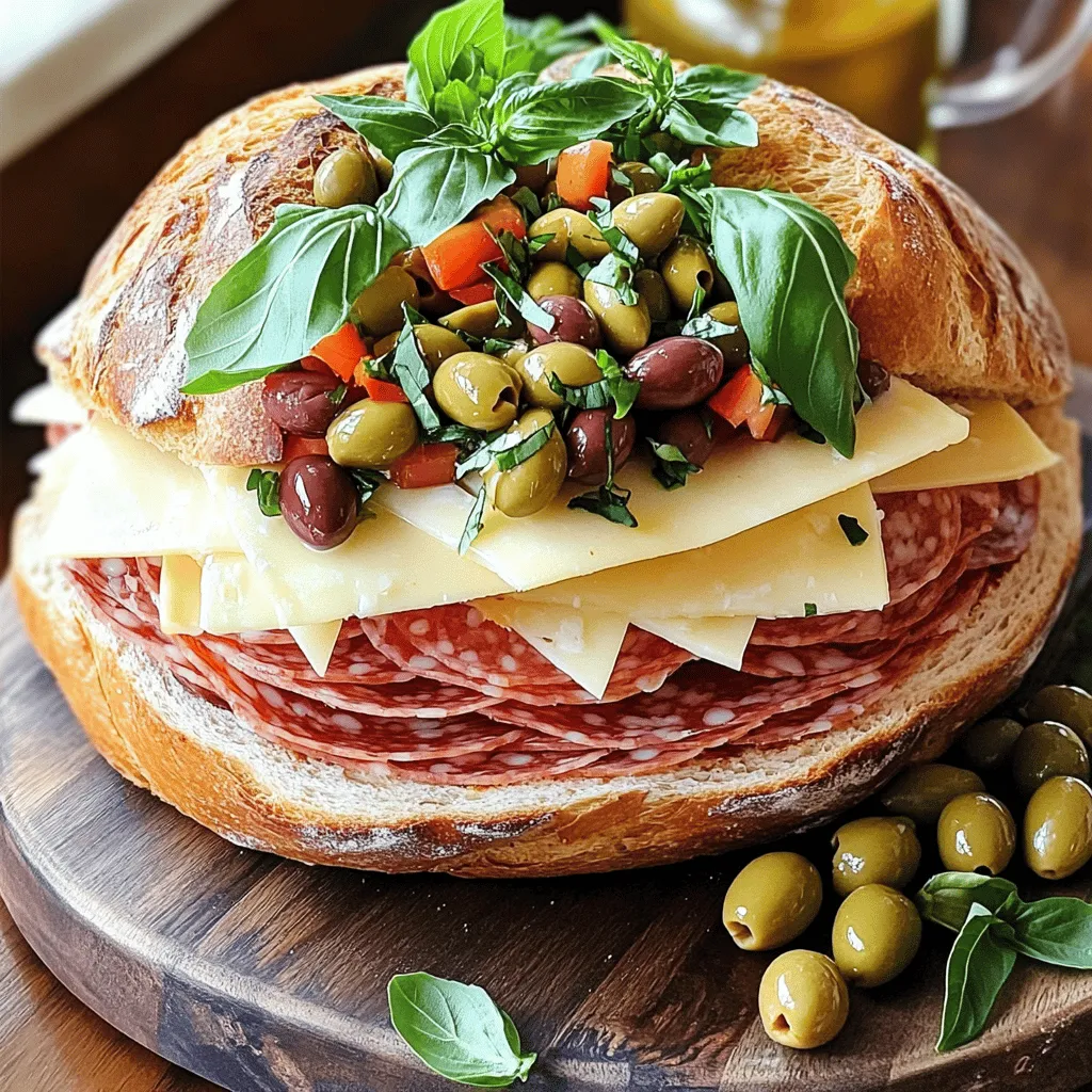 Klassisches Italian Muffuletta Sandwich Lecker und Einfach
