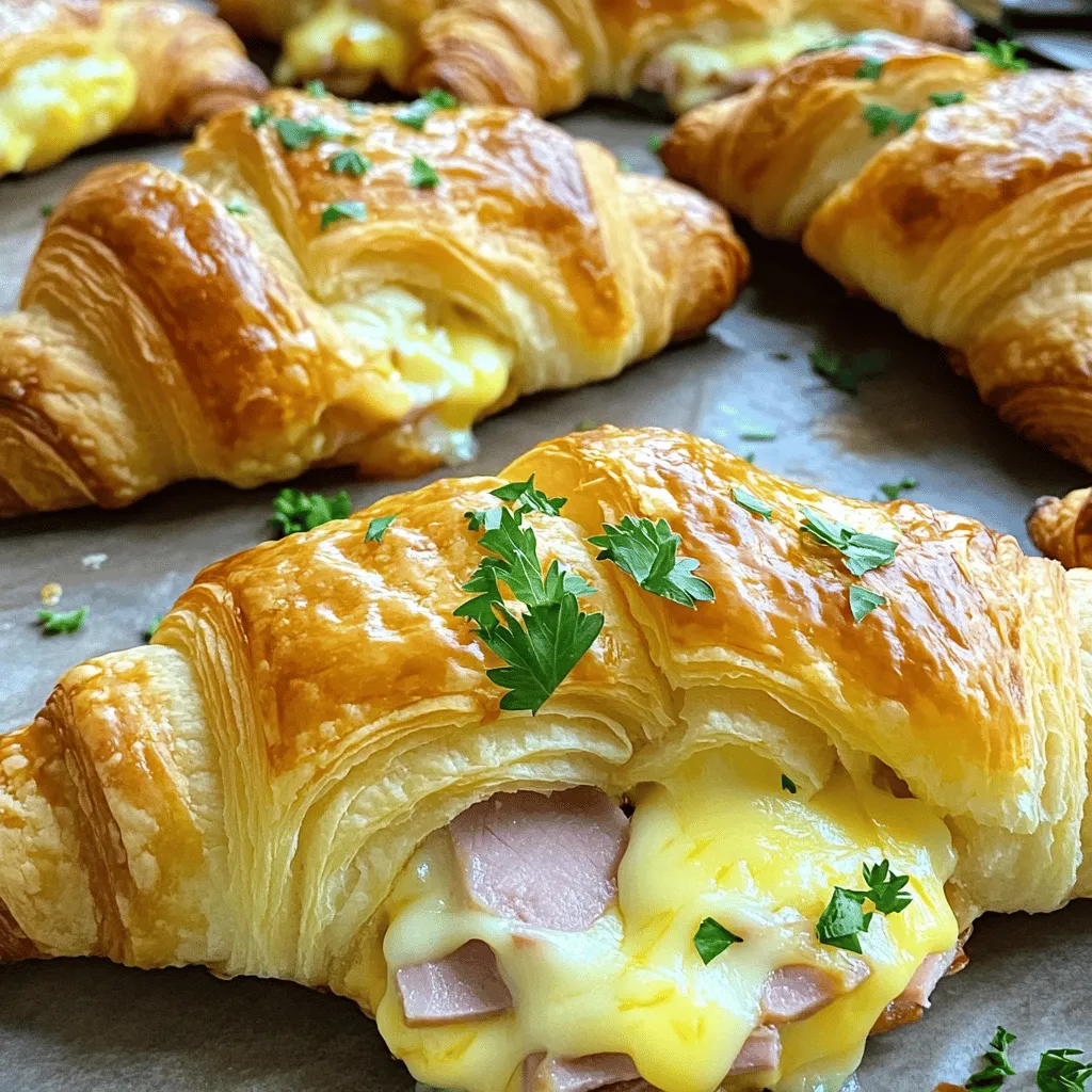 Baked Ham and Cheese Croissants Einfaches Rezept