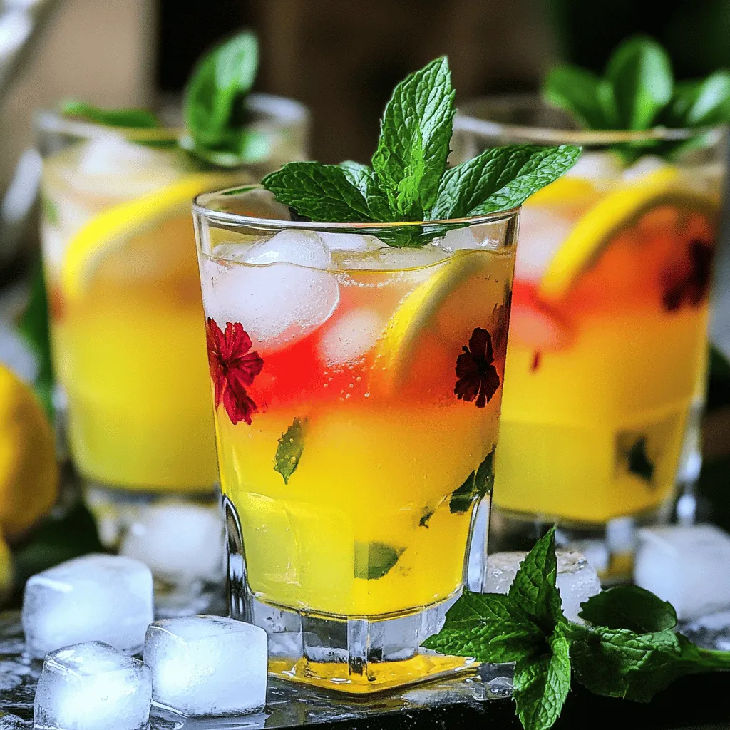Um farbwechselnde Limonade zu machen, brauchst du einige einfache Zutaten. Die Hauptzutaten sind frischer Zitronensaft, Honig oder Zucker, kaltes Wasser und Natron. Hibiskusblüten geben der Limonade eine schöne Farbe.