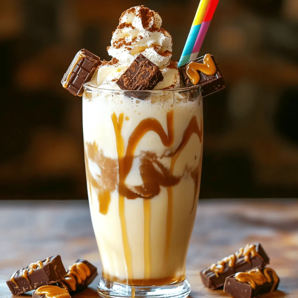 Für einen einfachen Snickers Milchshake benötigst du nur ein paar Zutaten. Die Hauptzutaten sind: