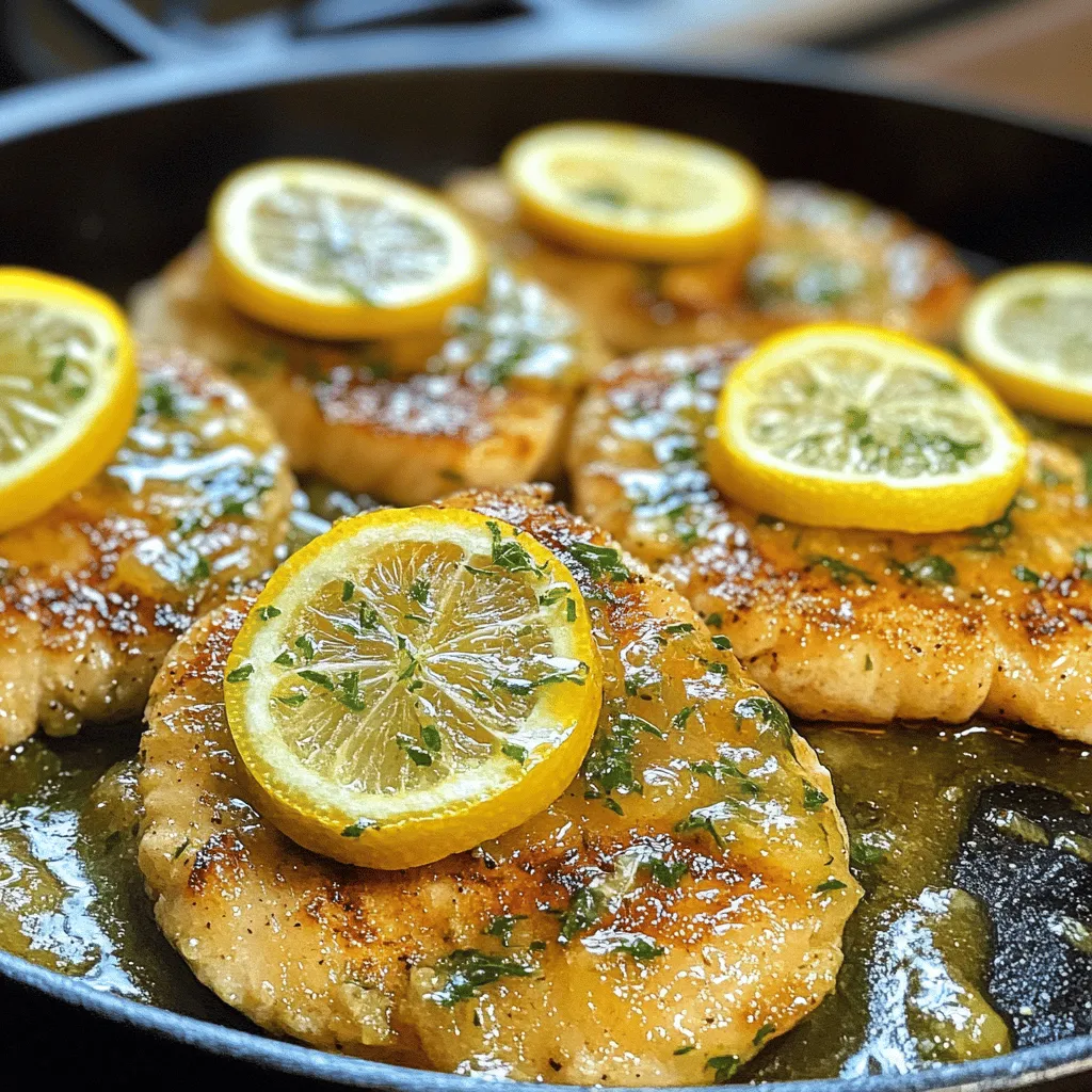 Für Hähnchen-Piccata brauche ich frische Zutaten. Ich beginne mit vier Hähnchenbrustfilets. Diese sind die Basis meines Gerichts. Dann nehme ich eine Tasse Mehl, zwei große Eier und eine Tasse Semmelbrösel. Eine Zitrone liefert den frischen Geschmack. Ich verwende auch zwei Esslöffel Kapern. Diese verleihen dem Gericht eine salzige Note. Zum Braten brauche ich Butter und Olivenöl. Salz und Pfeffer runden das Ganze ab. Frische Petersilie ist toll zum Garnieren.