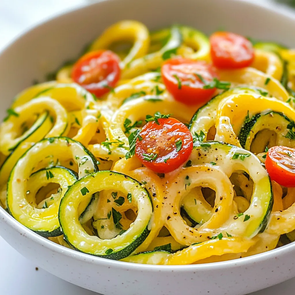 Cremige Alfredo Zucchini-Nudeln Schnelles Rezept