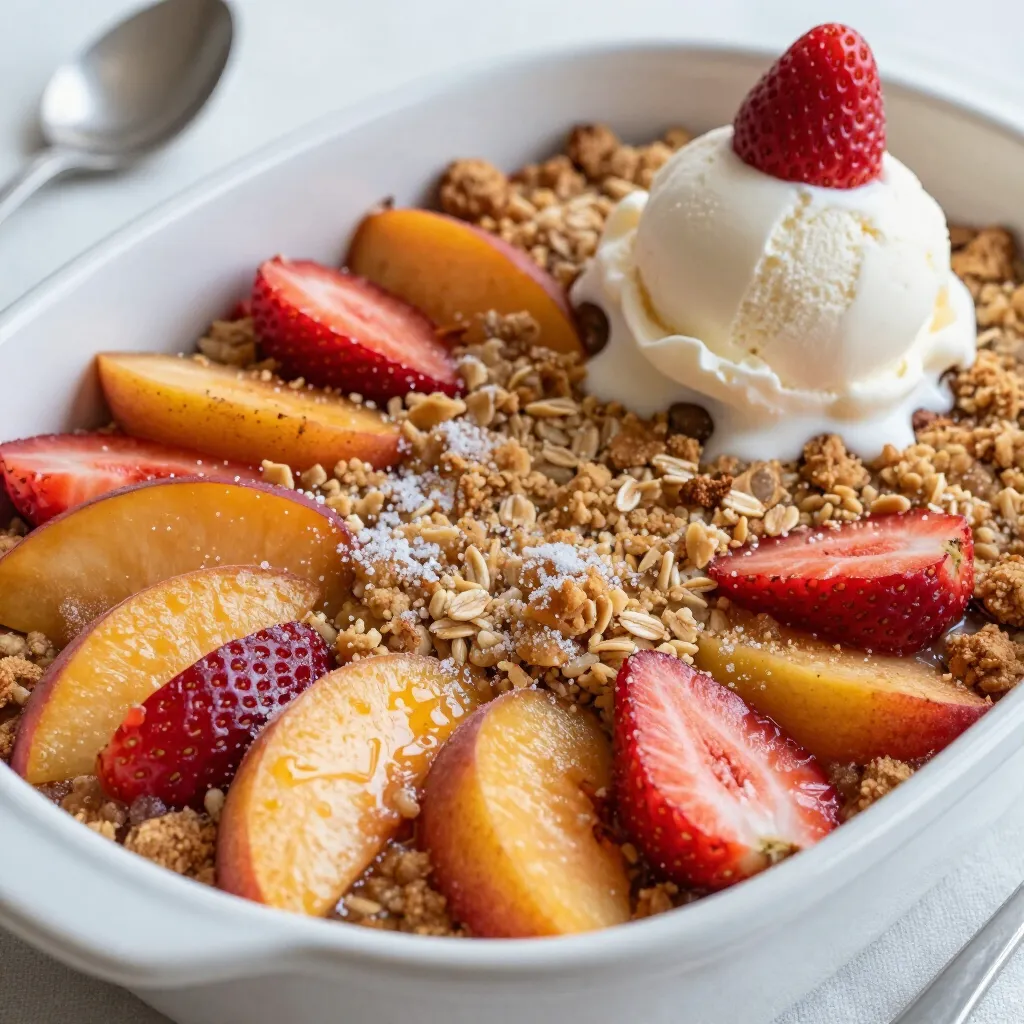 Erdbeer-Pfirsich-Crisp köstlich und einfach zubereiten