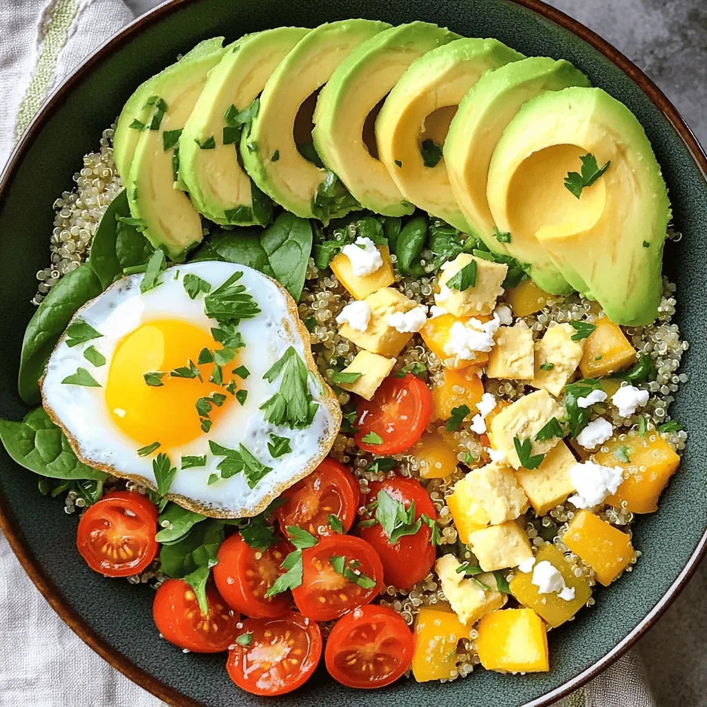 Savory Breakfast Quinoa Bowl Nahrhafte Mahlzeit Zubereiten