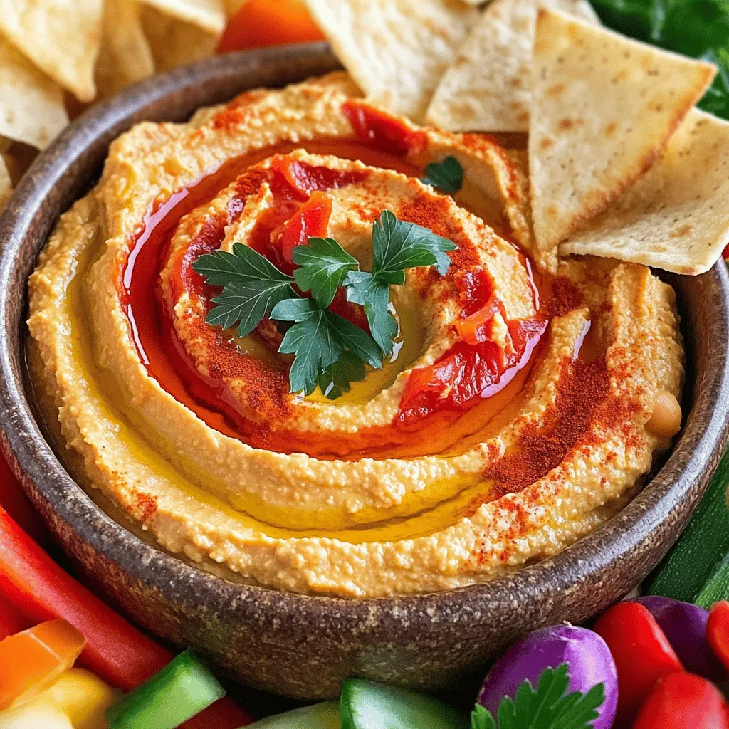 Roasted Red Pepper Hummus Einfaches und Schnelles Rezept