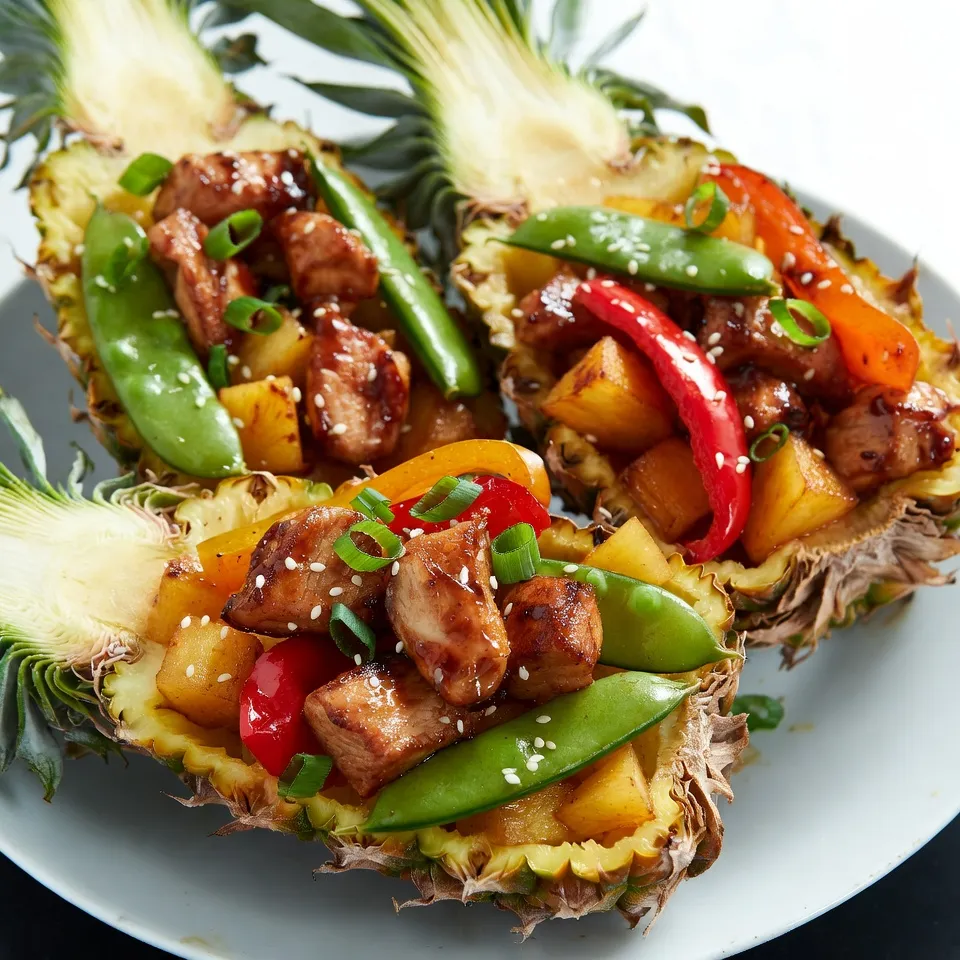 Teriyaki Chicken Pineapple Bowls Frisch und Lecker
