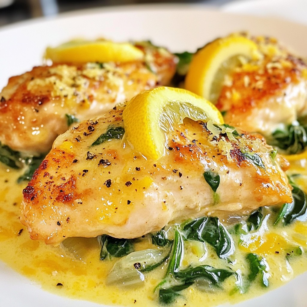 Cremiges Zitronen-Spinat-Hühnchen Einfache Mahlzeit