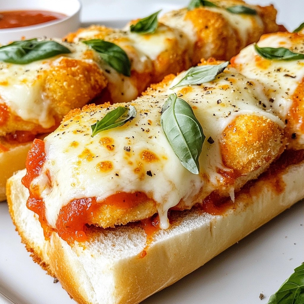 Cheesy homemade fast food Chicken Parmesan Sub Rezept