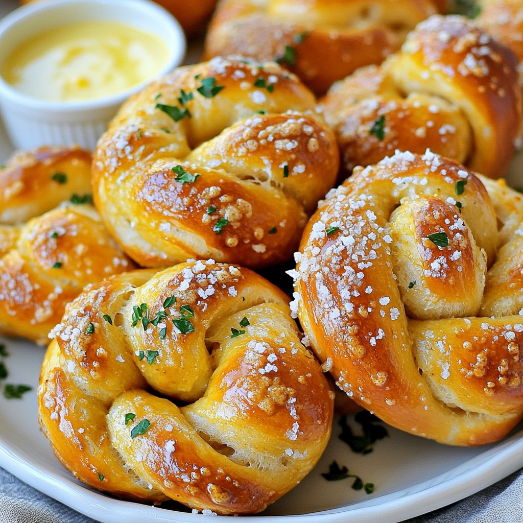Garlic Parmesan Pretzel Knots ein leckerer Snack