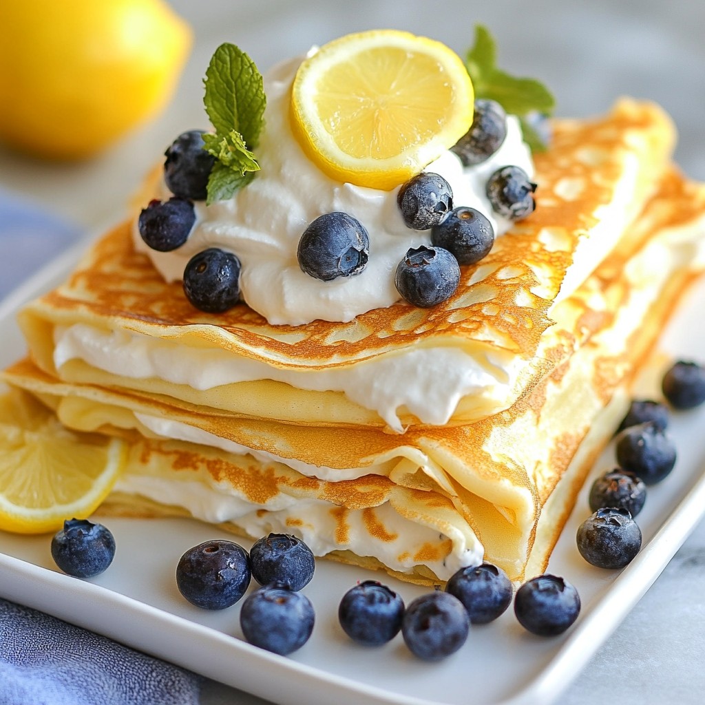 Lemon Blueberry Cheesecake Crepes Frisch und Lecker