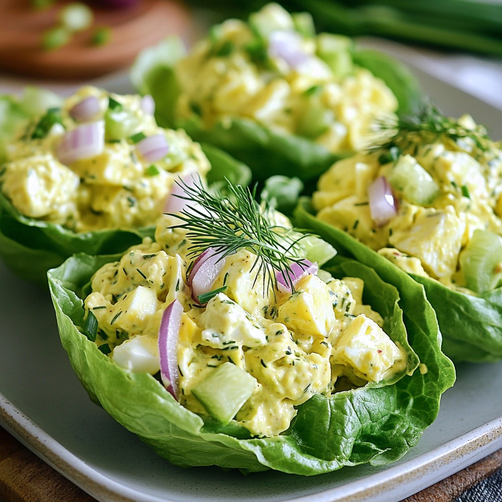 Avocado Egg Salad Lettuce Boats Frisch und Lecker