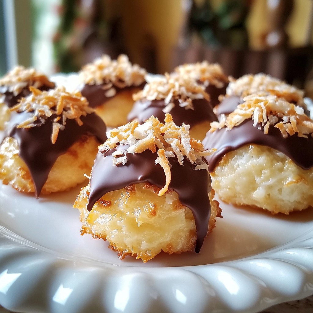 Schmackhafte Chocolate Dipped Coconut Macaroons