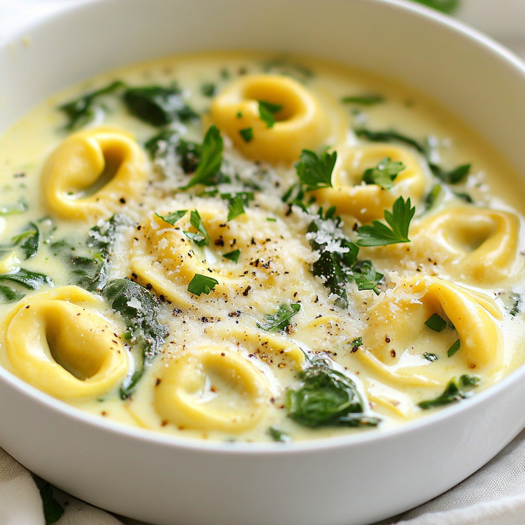 Cremige Spinat Tortellini Suppe Herzhaft und Einladend