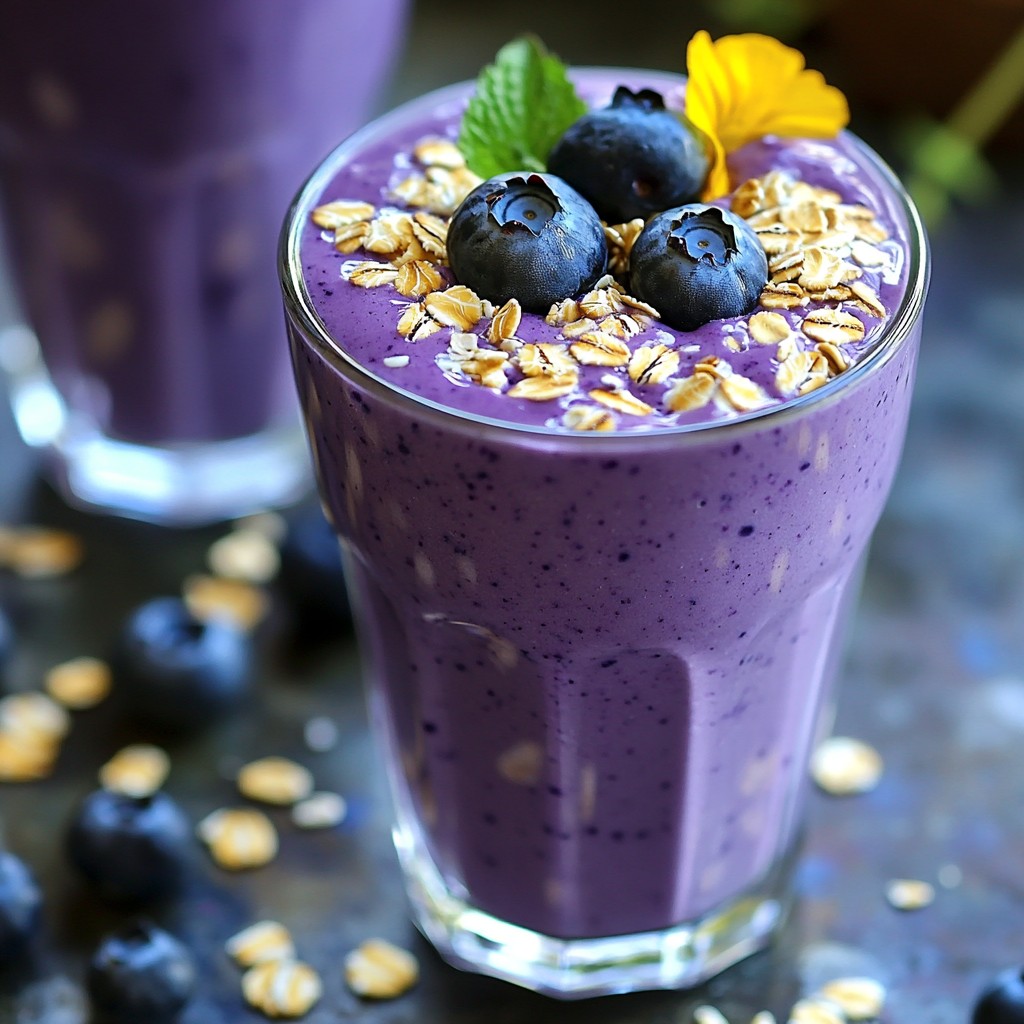 Blaubeer Haferflocken Smoothie Nahrhaft und Lecker