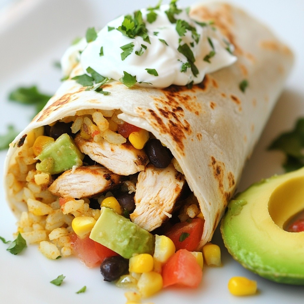 Saftiger Homemade Fast Food Chicken Burrito genießen