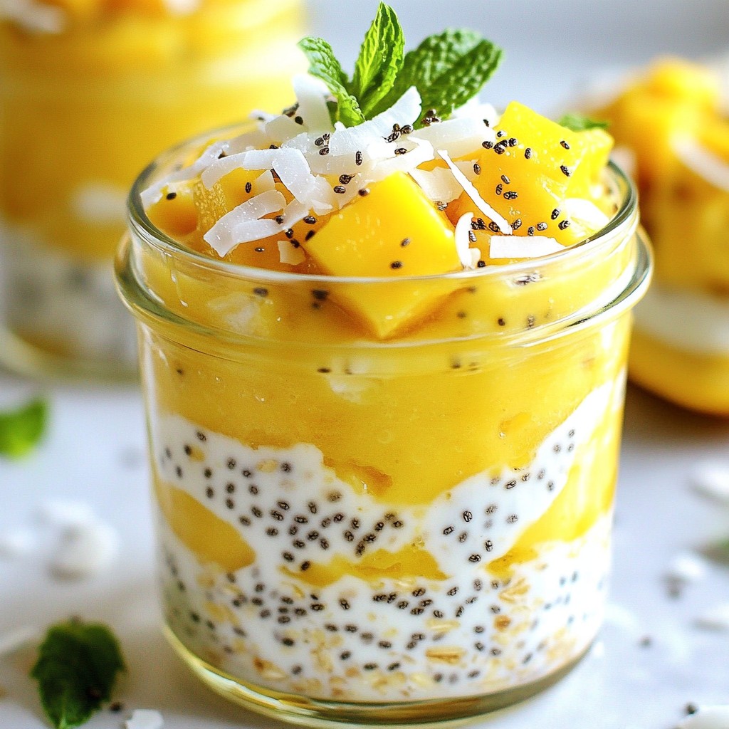 Mango Coconut Overnight Oats Gesund und Lecker Rezept
