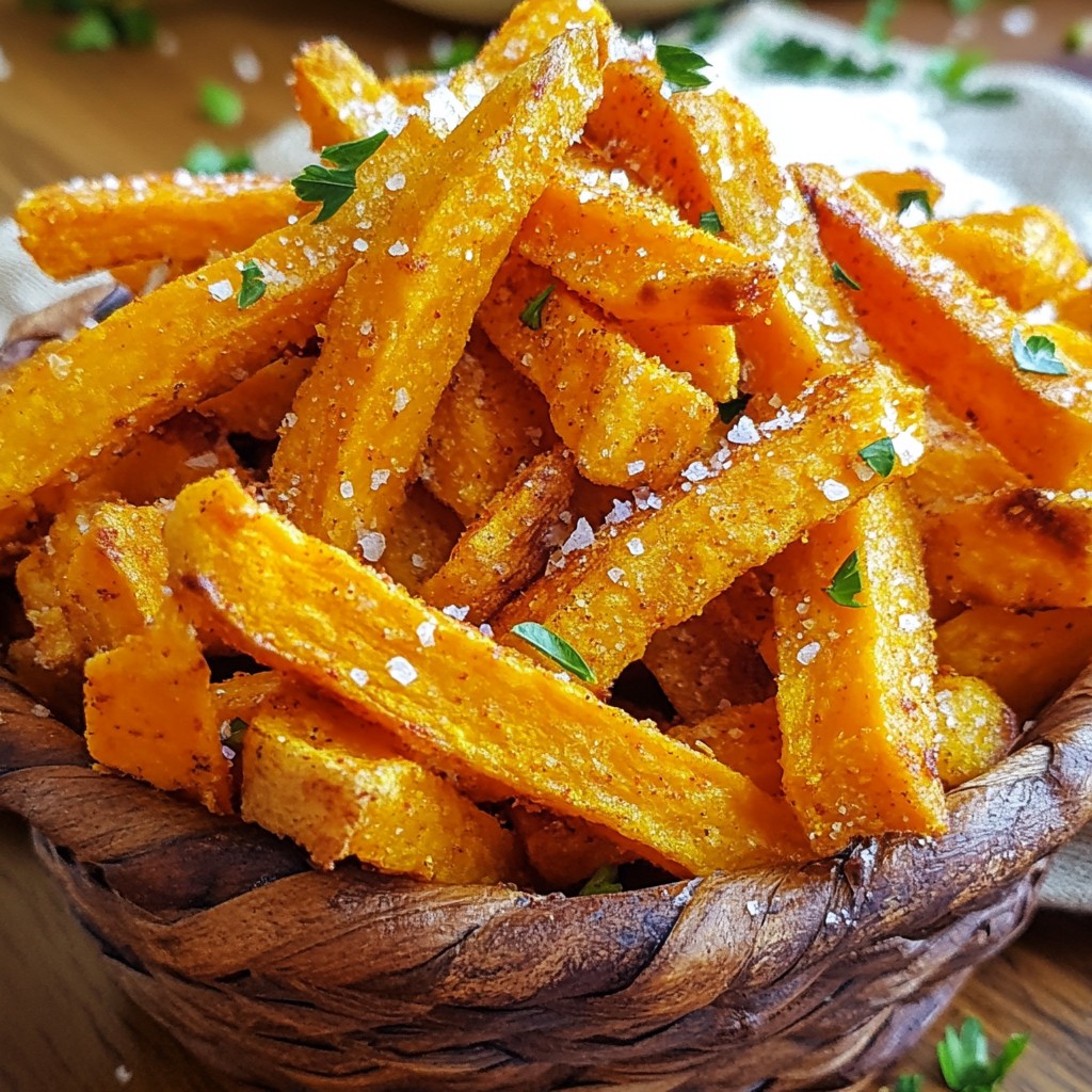 Krosse selbstgemachte Süßkartoffelpommes genießen