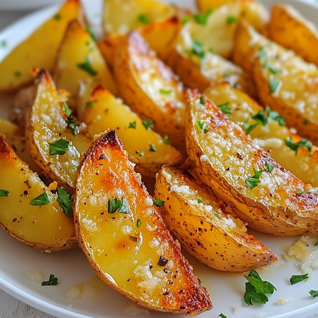 Knoblauch Parmesan Kartoffelspalten Crispy Genuss