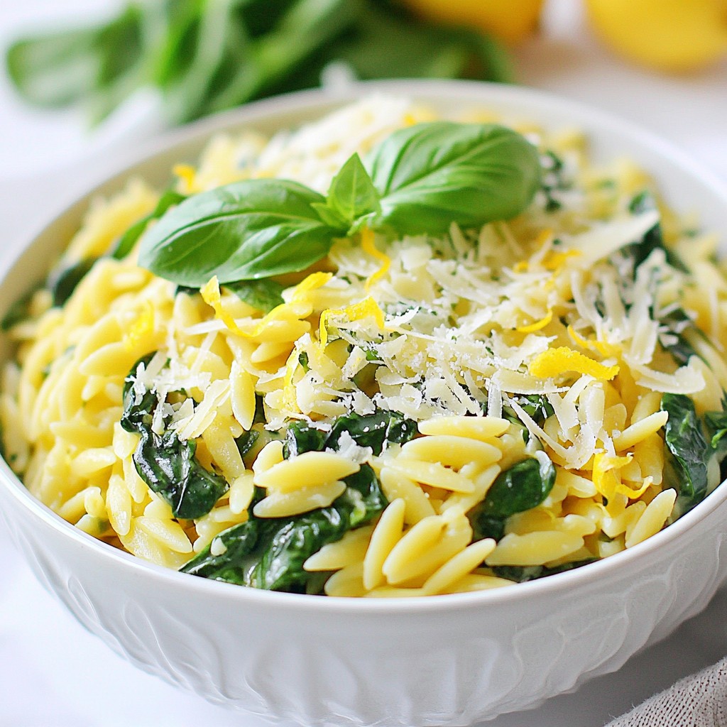 Creamy Lemon Spinach Orzo Einfaches und Leckeres Gericht