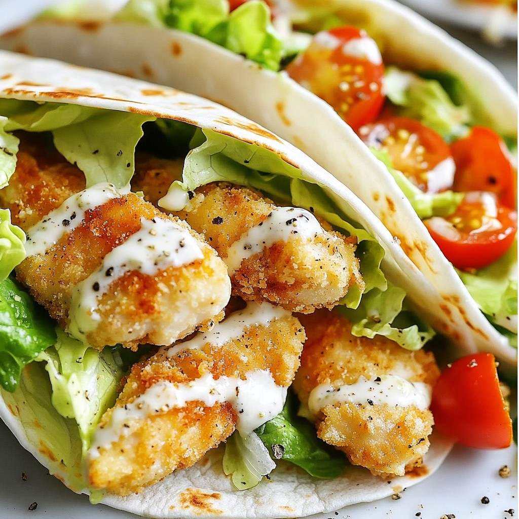 Crispy homemade fast food Chicken Caesar Wrap Rezept