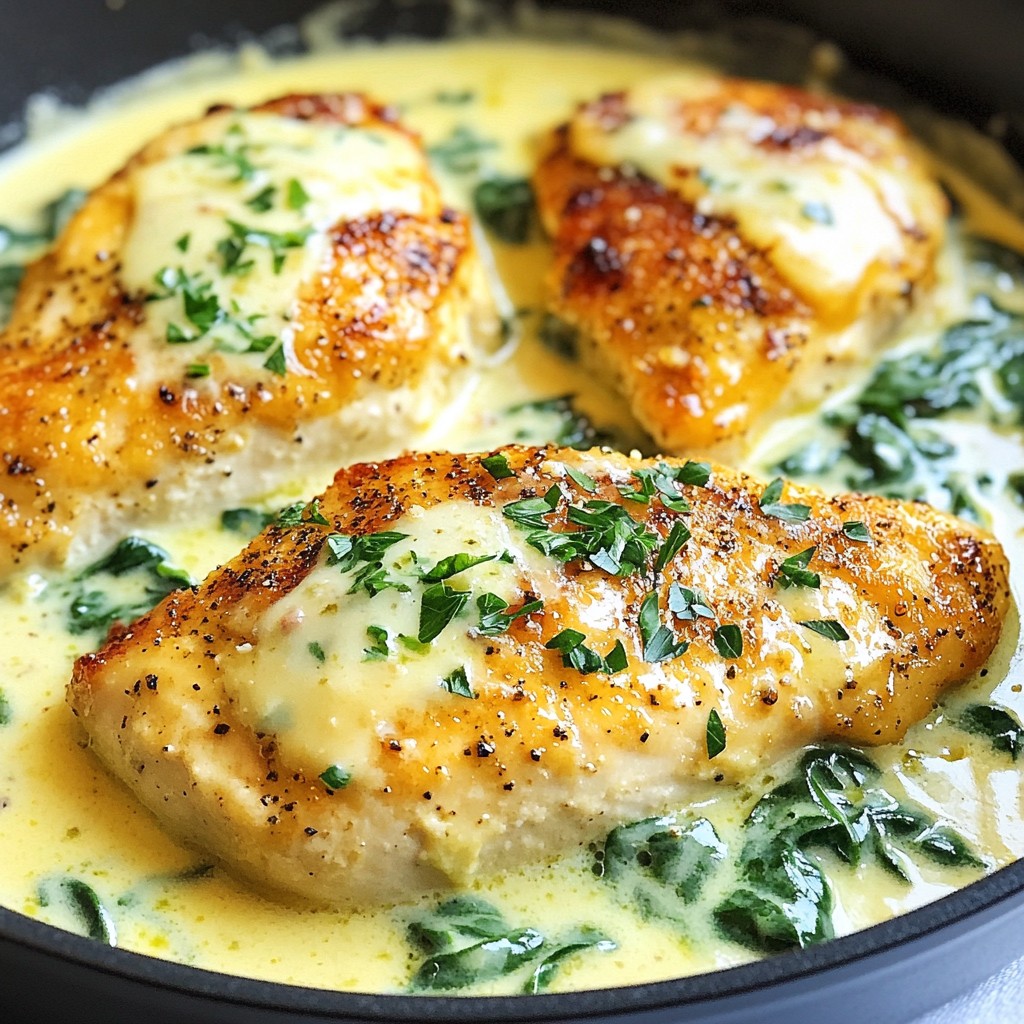 Cremiges Spinat Parmesan Hähnchen köstliches Rezept