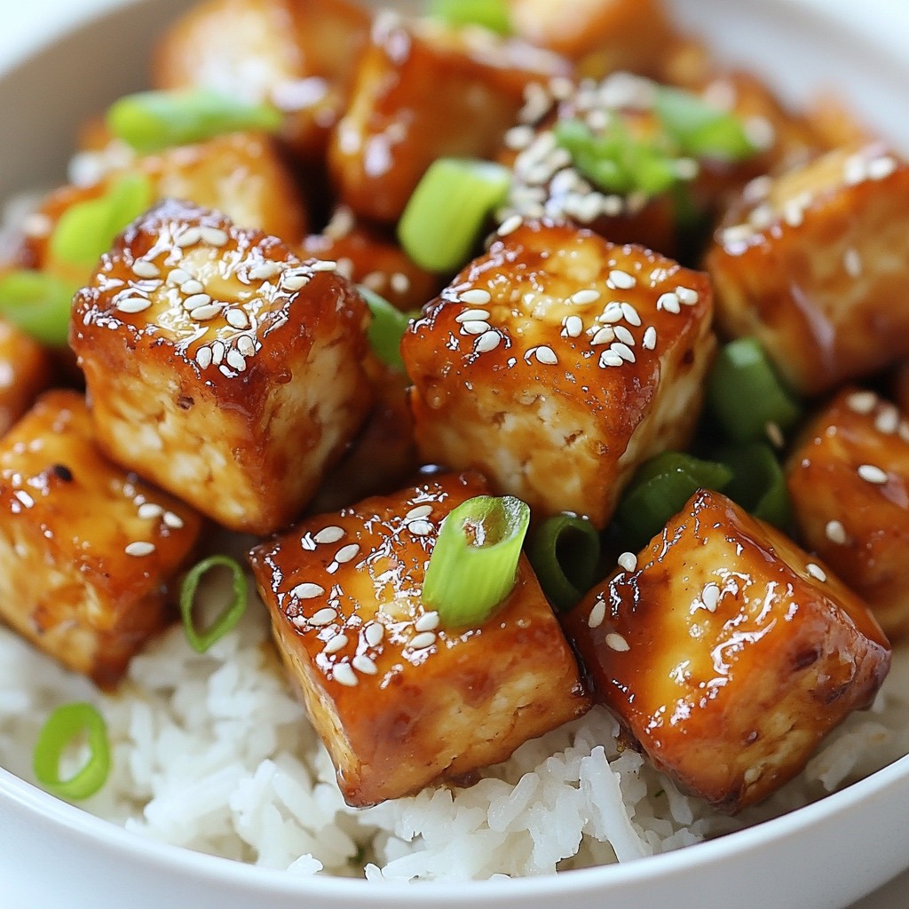 Honig Knoblauch Glasierter Tofu einfach und lecker