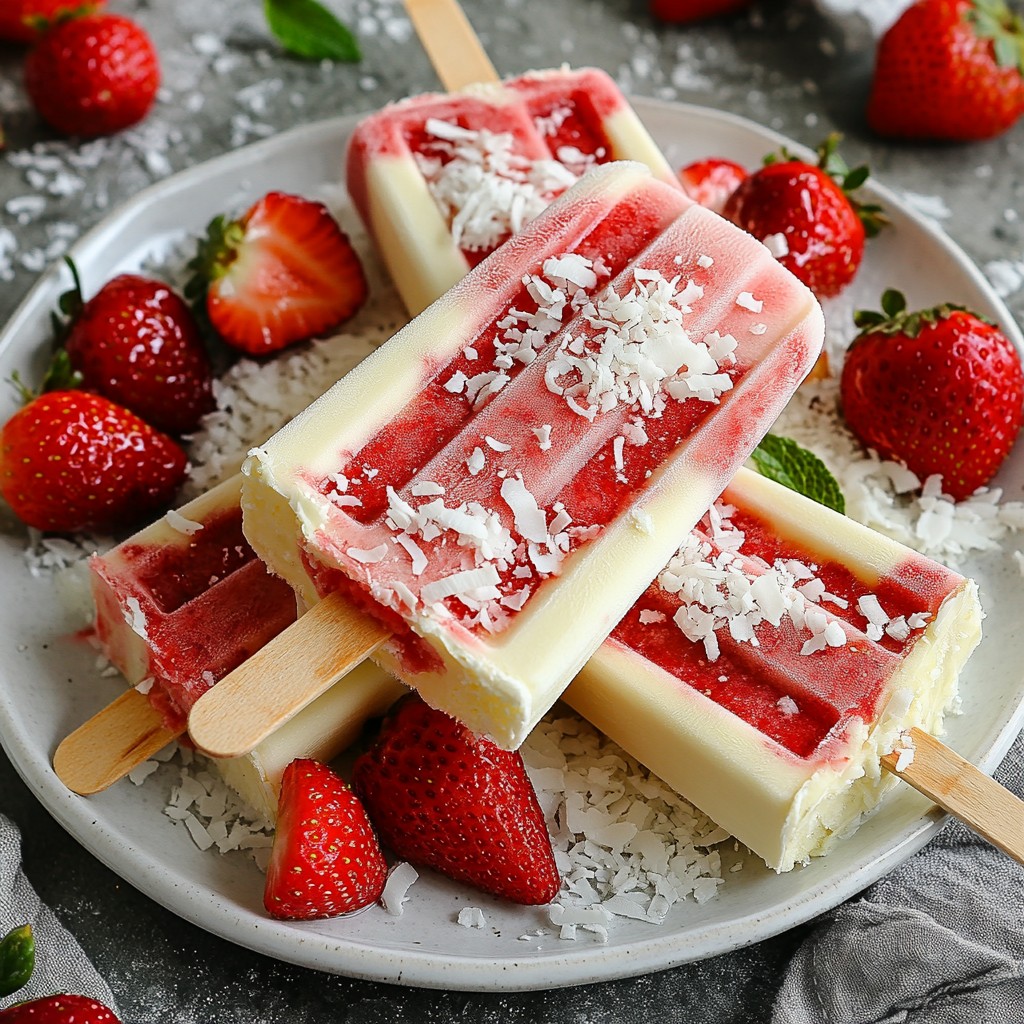 Köstliche Strawberry Coconut Popsicles Einfacher Genuss