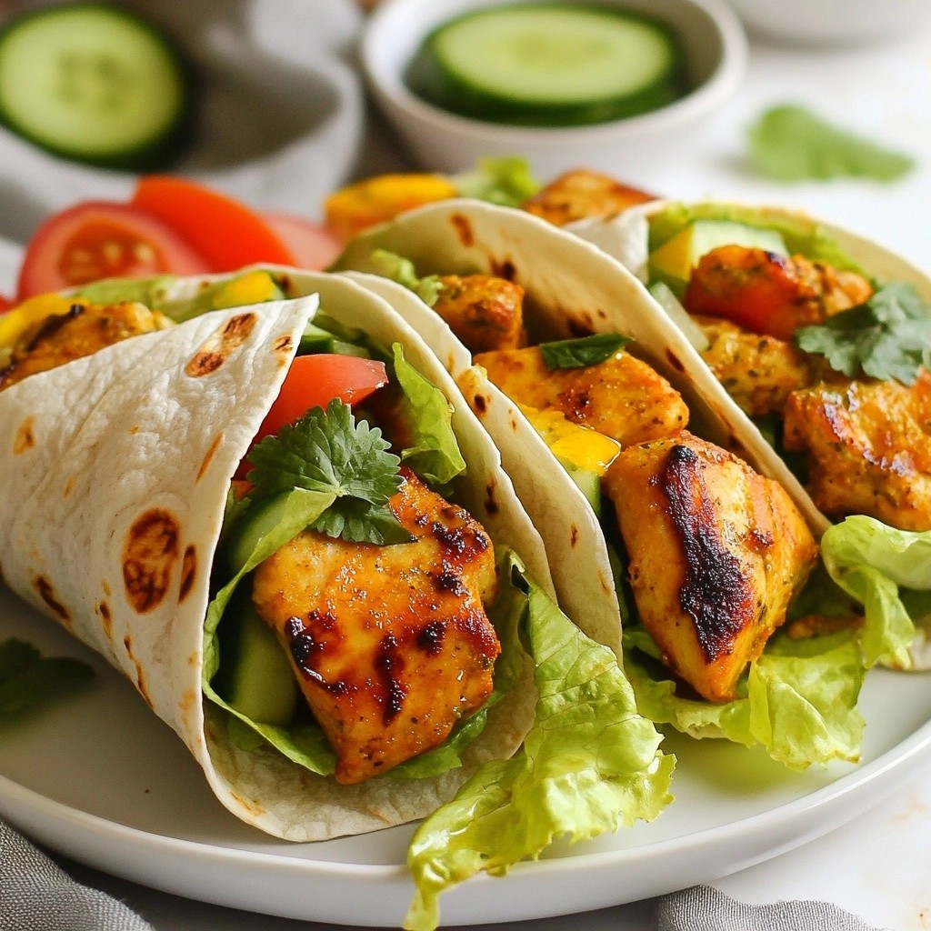 Crispy Homemade Fast Food Chicken Tikka Wraps Rezept