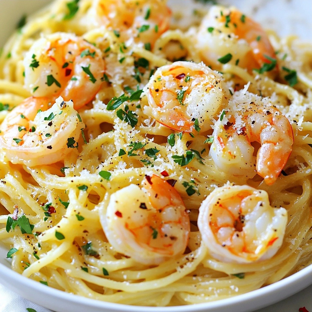 Cremige Restaurant-Garnelen-Pasta mit Kräutern