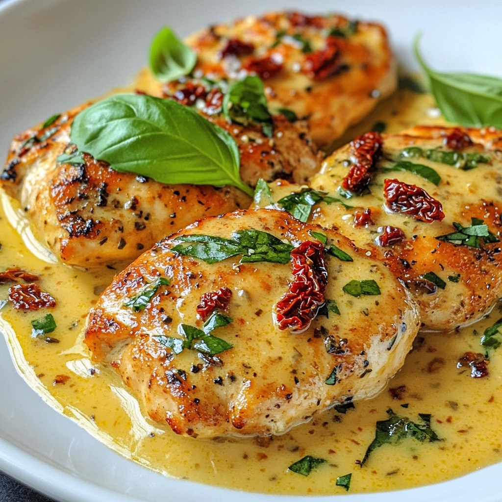 Cremiges getrocknetesTomaten-Hühnchen köstliches Rezept