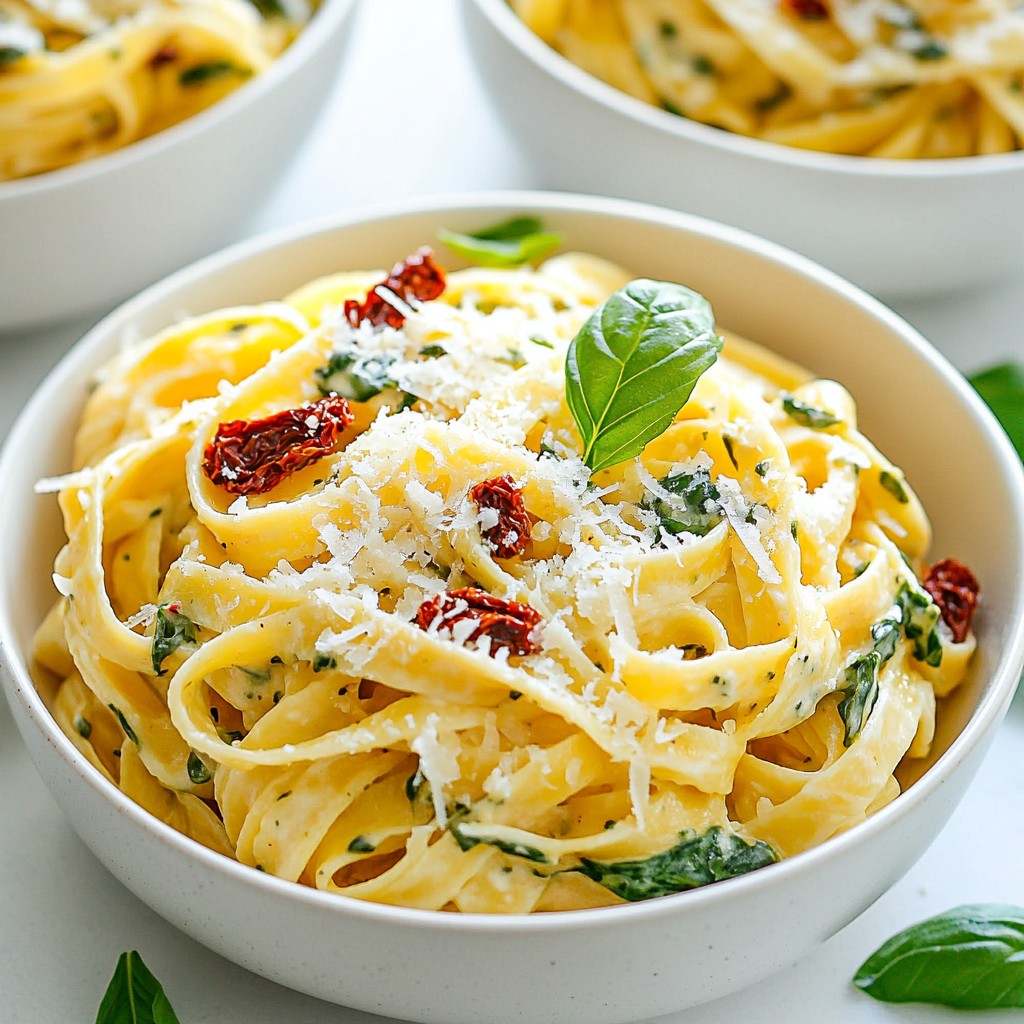 Cremige Restaurant-Stil getrocknete Tomaten Pasta