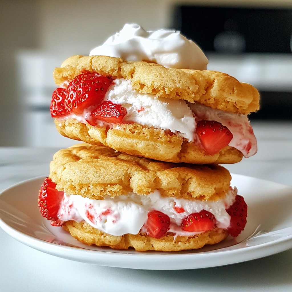 Erdbeer-Shortcake-Eis-Sandwiches Leckere einfache Idee