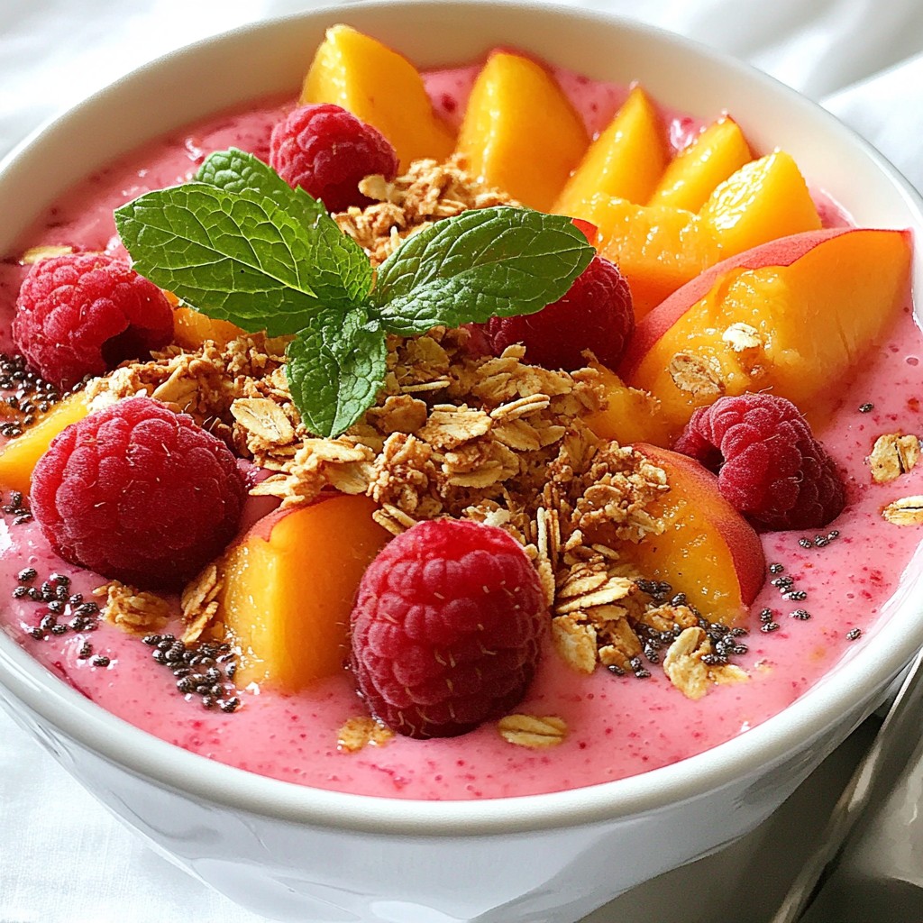 Peach Raspberry Smoothie Bowl Gesund und Lecker Genießen